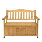 HAOYYE Cedar Yard Storage Box with Backrest and Armrests, Bright Yellow Waterproof Outdoor Deck Box Bench for Garden Patio Porch, Wood Storage Chest for Tools Cushions Pool Supplies